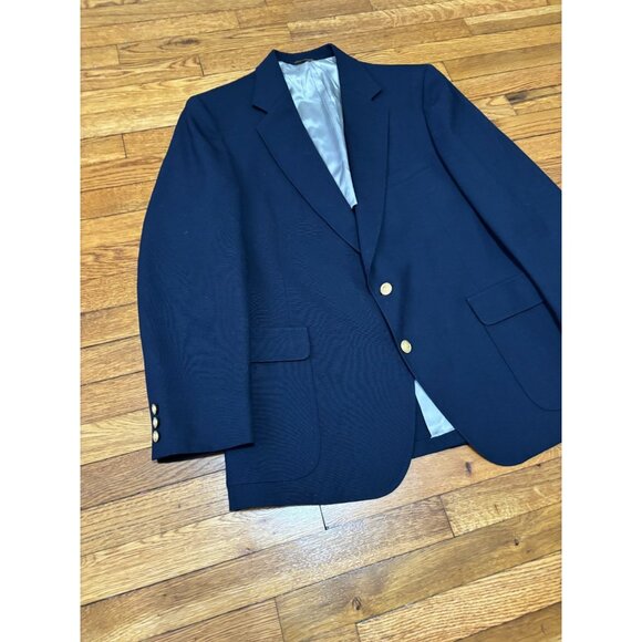 Adams Row Mens Sport Coat Size 43R Blue Poly Wool Two Button Blazer Jacket - Picture 3 of 10